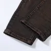 Offamiri fatti jeans blacciati logori per uomini slim fit piccoli piedi di acqua elastica lavaggio giovane versione coreana alla moda mendicante