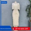 Ethnic Clothing Fringe Dresses For Women Sexy Sequins Patchwork Tassel Hem Red Evening Dress High Waist Bodycon Wedding Party Club Gowns