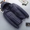 fall Winter Ultra Light 90% White Duck Down Hooded Man Coat Jaqueta Masculino Chaqueta Hombre Puffer Thin Men Down Jacket New 88DZ#