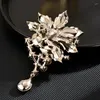 Broszki luksusowe kobiety mężczyźni moda przesadzone kryształowe liście bodhi odznaki styki eleganckie wysokiej klasy wisiorek z broszkową biżuterię broszkową