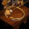 F.I.N.S Роскошный матовый браслет из стерлингового серебра 925 пробы, золотой браслет в стиле ретро с кубическим цирконием, многослойный открытый браслет, модные ювелирные изделия 240313