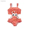 One-Pieces Kavkas 2023 Summer Baby Swimwear One Pieces 1-8T Cartoon Animal Cute Bee Design Elastic Girls Swimsuit bebes Beachwear 24327