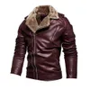 GB Nya herrläderjackor Autumn Casual Motorcykel PU Jacka Vindtät cyklist Läder Vinter Plush Coats Brand Clothing N6UQ#