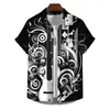 Camisas casuales para hombres Camisa hawaiana Música Impresión 3D Piano Guitarra Negro Blanco Hombres sueltos Verano Playa Fiesta Calle Tops Blusa Ropa