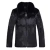 Nouveau manteau d'automne et d'hiver fourrure pour hommes peau entière poils de lapin style court fourrure e pièce renard grand col poilu manteau décontracté J0sR #