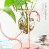 Vases Grand Vase hydroponique Flamingo, conteneur de seuil vert, décoration de bureau, ornements de plante, bouteille en verre, conteneur d'arrangement de fleurs