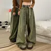 Women's Jeans Denim Pants Vintage Wide Leg With Elastic Waist Deep Crotch Pockets Streetwear Fashion For Hip Hop Style Men