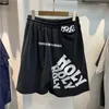 Pantaloncini da uomo RRR123 LOGO Grandi lettere con coulisse Nero Uomo Donna Qualità Oversize Retro Hip Hop Pantaloni casual