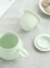 Tassen Celadon Teetasse mit Trenndeckel Sieb Filterbecher Blume Kaffee Wasser Anpassung