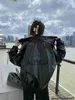 Tasarımcı 23SS Yüksek Versiyon B Aile Sonbahar Tarzı Unisex Çift Motosiklet Parlak Siyah Deri Ceket İşlemeli Ceket 0I9G