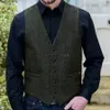 Mężczyzny Herringbe Tweed Vest Slim Fit Męski garnitur odpowiedni do producenta Groomsmana Kamizelka x 19:00#