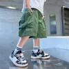 Calças crianças carga calças curtas meninos esportes grandes crianças hip hop joggers shorts adolescente cintura alta fina streetwear baggy