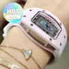 Reloj de pulsera RM de lujo de diseñador, Rm07-01 de ocio de negocios, reloj mecánico completamente automático, cinta de caja de cerámica en polvo para mujer