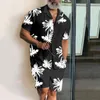 Summer Hawaiian Shirt and Shorts Set Beach Clothing Mens Two-Piece Vacation Set Button Up Shirt Button Up T-Shirt 240326