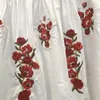 Robes décontractées sur creux broderie florale coton femmes a-ligne printemps été haut qualité taille haute sans manches dames