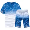 Summer Set Men Casual Beach Suits Short Sleeve 2st Sweatsuit + Shorts Fashion Tracksuit 2020 Men Sportuits T-shirt + Shorts CX200730 02