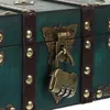 収納バッグ木製の宝箱装飾ボックスロックとふたヴィンテージスタイルのトランクジュエリーキーケーキコインコレクション