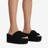 スリッパスリッパファーレディースウェッジウナギ女性ig-Eeeled Furry Drag Fasion Outdoor All-Ma Slipper Slides H240327