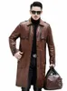 Busin Uomo Lavoro Pelle di pecora Trench Autunno Giacca a vento Slim Fit Lg Giacca in vera pelle Plus Size 5XL Soprabito della tuta sportiva H6at #