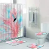 Shower Curtains Curtain SetWith Nordic Style Flamingo Print Non-slip Mat Toilet With Polyester Home Decor