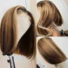 Hoogtepunt P4/27 Braziliaanse Remy Haar Korte Bob Ombre Menselijk Haar Pruiken Blonde Pruik Rechte Bob Pruik 13X6X1 Lace Front Pruiken voor Vrouwen