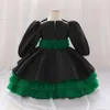 Lovely Green/Black Jewel Long Sleeves Girl's Pageant Dresses Flower Girl Dresses Girl's Birthday/Party Dresses Girls Everyday Skirts Kids' Wear SZ 2-10 D327212