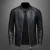 fi Slim-Fit Leren Leren Jas Heren Verticale Kraag Puleather Jas Motorfiets Suède Jas b3pH #