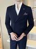 Korean Slim Fitt double breasted jacket mens clothing 2023 autumn casual business jacket office social wedding jacket 240327