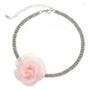 Chains Yarn Choker Necklace Dainty Clavicle Collar Camellia Collarbone