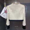 エレガントレディースジャケットデザインクロップドツイードジャケット女性韓国ファッションvネック長袖ショートコートスプリングヴィンテージ
