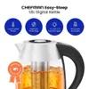 Chefman 1.8-liter Electric Glass Kettle with Fast Boiling and 7 Preset Temperatures, Including Stainless Steel Teapot, Advanced Digital Control