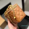 Designer Classic Quilted Mini Box Chain Bags Famous Brand Justerbar axelband Crossbody Bag Läder Kvinnor Kosmetisk väska myntväska