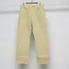 Jeans pour femmes 2024 Automne Coton Mi-taille Droite Casual Beige Femmes Pantalons