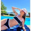 2023 Frankreich Paris Frauen Strand Schwarzer zweiteiliger Badeanzug Designer Bademode Bikini Damen Bademode Badeanzug sexy Sommer Womans Channel Bikinis