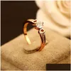 Band Rings Band Rings European Brand Gold Plated Letter D Ring Fashion Vintage Charms For Party Finger Costume High-End Jewelry Drop Delivery Otyib Y240328