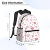 Mochila Rosa Amor Coração Padrão Grande Capacidade Caderno Escolar Moda Impermeável Ajustável Viagens Esportes