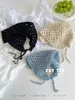 Lenços francês vintage artesanal bordado cor sólida triângulo cachecol mulheres headband oco verão seda edição coreana y2k