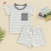 Ensembles de vêtements bébé fille tenues d'été à manches courtes col rond garniture de laitue hauts Shorts 2 pièces ensemble pour bébé 0-3 ans