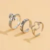 Cluster Rings 3 Pcs/Set Vintage Mermaid Heart Butterfly Set Fashion Personality Adjustable Open For Women Men Punk Jewlery Gifts