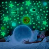 Autocollants planètes système solaire étoiles météores autocollants lumineux galaxie enfants chambre auto-adhésif fluorescent lueur dans le décalcomanie murale sombre