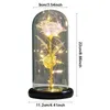 Fleurs décoratives colorées LED Rose en verre avec lumières lampe éternelle artificielle fête des mères cadeau de mariage