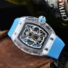 Ankomst Titta på män Sports armbandsur Transparent Dial Quartz Watches Silicone Strap3029