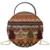 Shoulder Bags Ethnic Handmade Tassel Straw Rattan Woven Chain Straps Holiday Beach Crossbody Bag Messengers Women Handbag