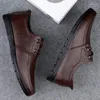 Oxfords – chaussures décontractées en cuir véritable pour hommes, faites à la main, mode Business, printemps-automne, robe à lacets, bureau