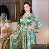 Vêtements ethniques Eid Mubarak Abaya Dubaï Turquie Satin Robe musulmane Femmes Arabe Marocain Caftan Élégante Dame Islamique Vêtements ethniques Dr Dhfze