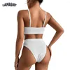 Women's Swimwear Korean Women Spiral Pit Strip U Shaped High Waist Bikini Swimsuit See Through Micro Desinger Bathing Suit