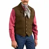 men's Suit Vest Retro Slim Fit Sleevel Western Cowboy Vest Herringbe Vest Steampunk Wedding Waistcoat m2ob#