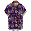 Mäns casual skjortor 3d tryck mardi cras festival hawaiian skjorta för män sommar mode lila street lösa korta ärmar toppar kläder