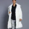 Casaco masculino quente pele sintética solto outono inverno marrom lg casacos turn down colarinho manga masculina cintura alta maxi elegante 2024 jaqueta 77uy #