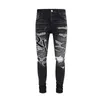 High Street – jean perforé noir Amr pour hommes, tout nouveau, tendance, Splash Ink Graffiti, élastique, Slim Fit, pantalon pour petits pieds